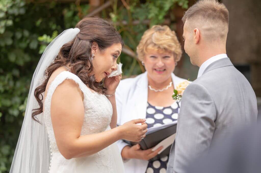 47 tearful bride groom celebant open air marriage ceremony oxford venue oxfordshire wedding photography