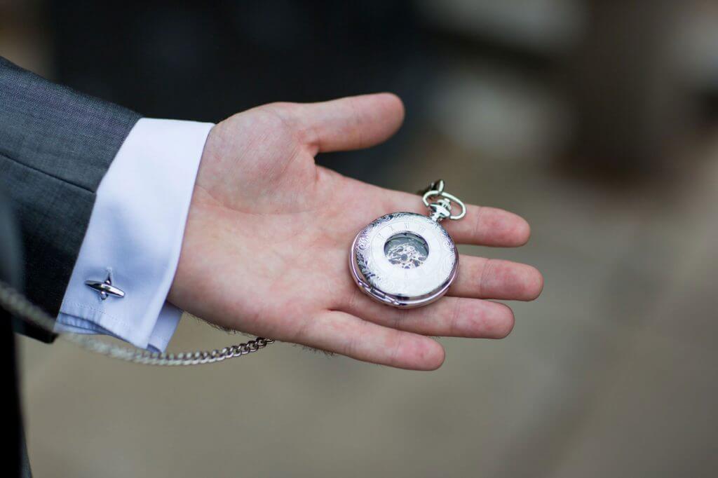 grooms silver watch fob chain before church marraige ceremony oxfordshire wedding photography 50