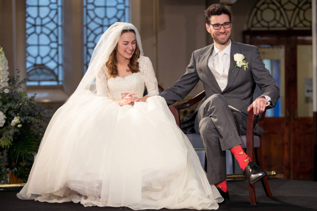 grooms red socks and bride st ermins hotel westminster london oxfordshire wedding photography
