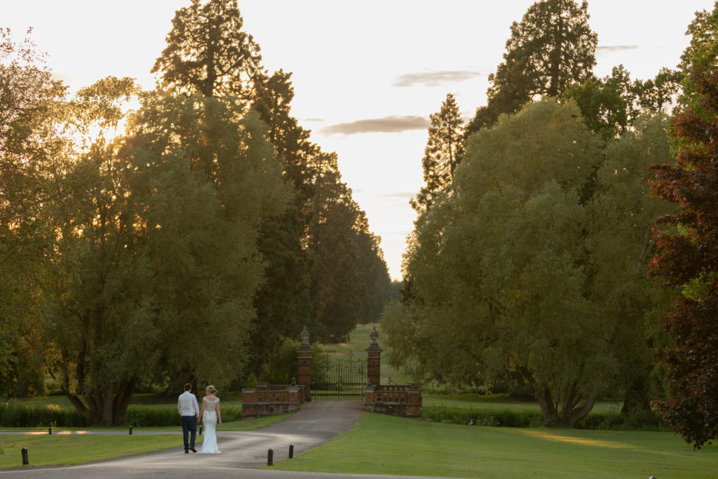 bride groom view sunset the elvetham hartley wintney hampshire oxfordshire wedding photography