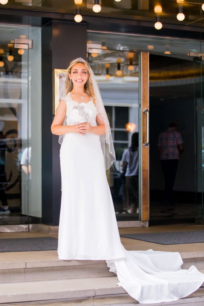 21 bridal dress long train marylebone hotel reception steps london oxford wedding photography