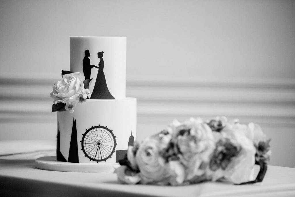 wedding cake floral arrangement academy of medical sciences portland place london oxford wedding photography