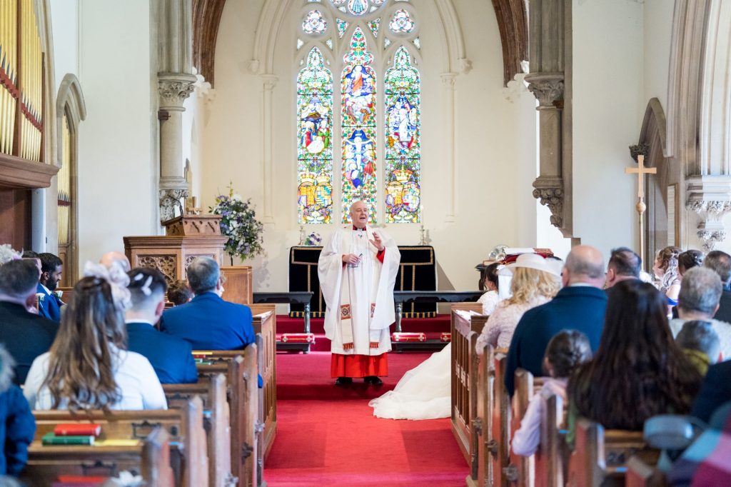 bride groom hear priests service royal chapel windsor great park berkshire oxford wedding photography