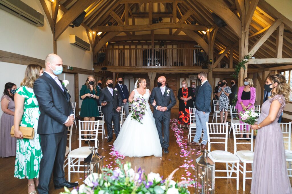 bride father of bride approach celebrant cain manor surrey marriage ceremony oxfordshire wedding photography