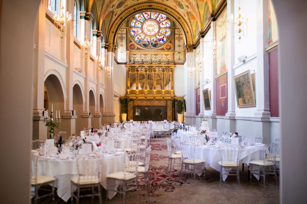 reception dinner tables de vere beaumont hotel windsor oxford wedding photographers