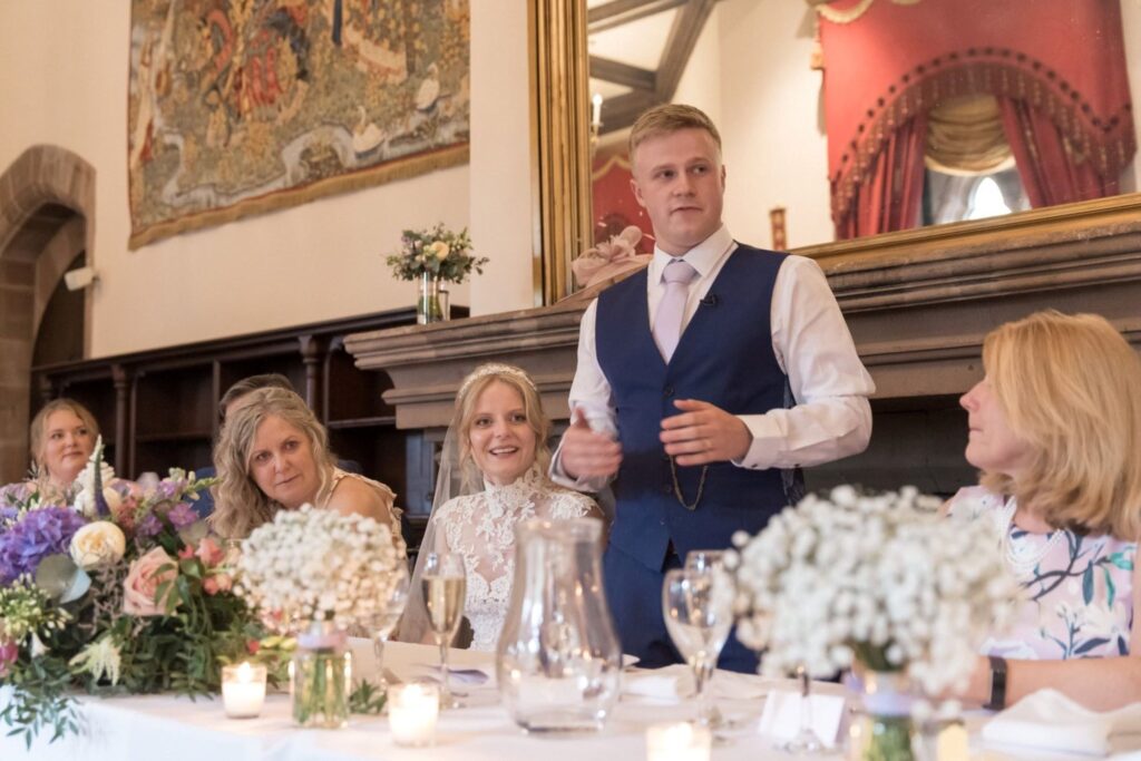 005 grooms top table reception speech peckforton castle cheshire oxford wedding photographers