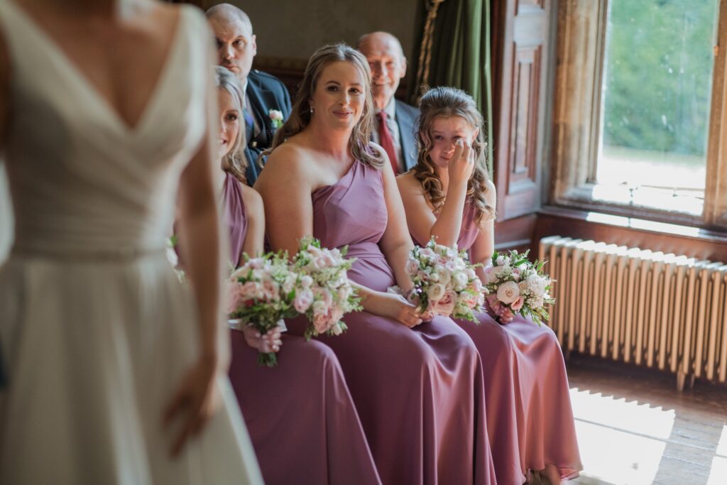 tearful bridesmaid marriage ceremony holdenby northamptonshire oxford wedding photography