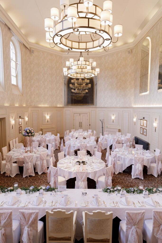 06 wedding breakfast room stanbrook abbey hotel worcestershire oxfordshire wedding photography