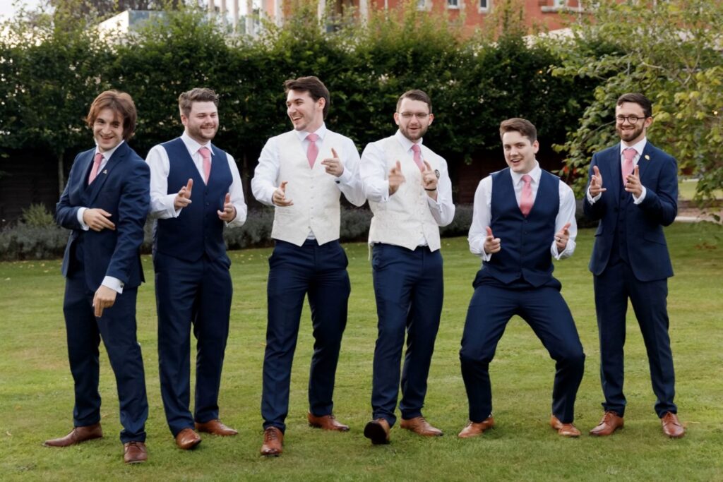117 happy groomsmen callow end gardens worcester oxfordshire wedding photographer
