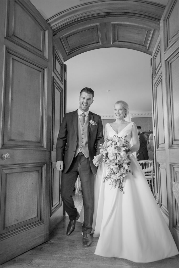 bride grooms happy exit marriage ceremony holdenby northamptonshire oxford wedding photography