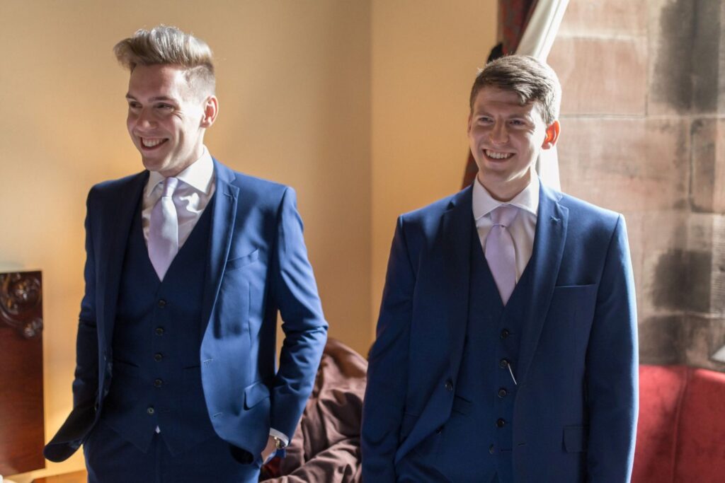 27 smiling groomsmen groom prep tarporley cheshire oxford wedding photographers