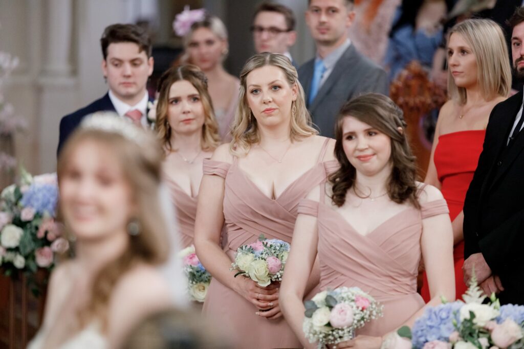 47 bridesmaids watch marriage ceremony callow end worcester oxford wedding photographers