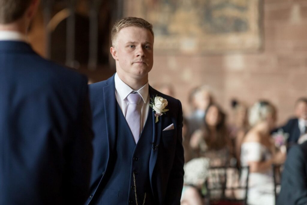 52 tense groom awaits brides arrival marriage ceremony tarporley cheshire oxford wedding photography