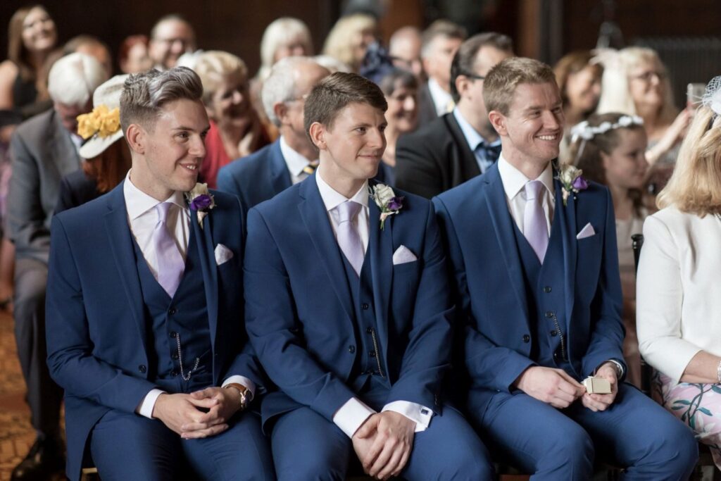 67 smiling groomsmen hear marriage ceremony tarporley cheshire oxford wedding photography