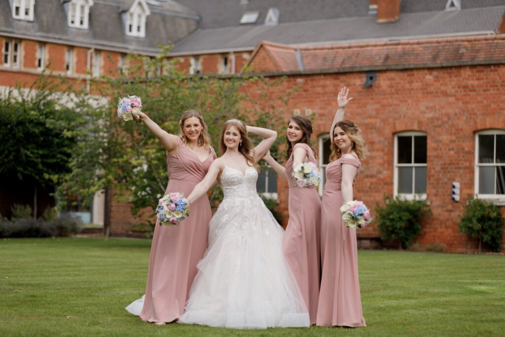 72 bride bridesmaids wave bouquets callow end worcester oxford wedding photographer