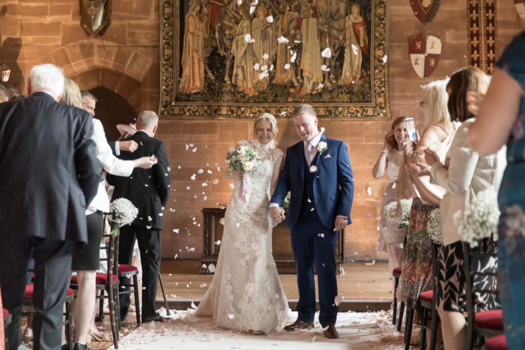 82 bride groom enjoy rose petals parade tarporley cheshire oxford wedding photographers