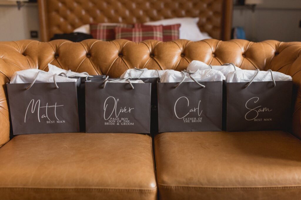 17 grooms party gift bags tortworth court gloucestershire oxfordshire wedding photography
