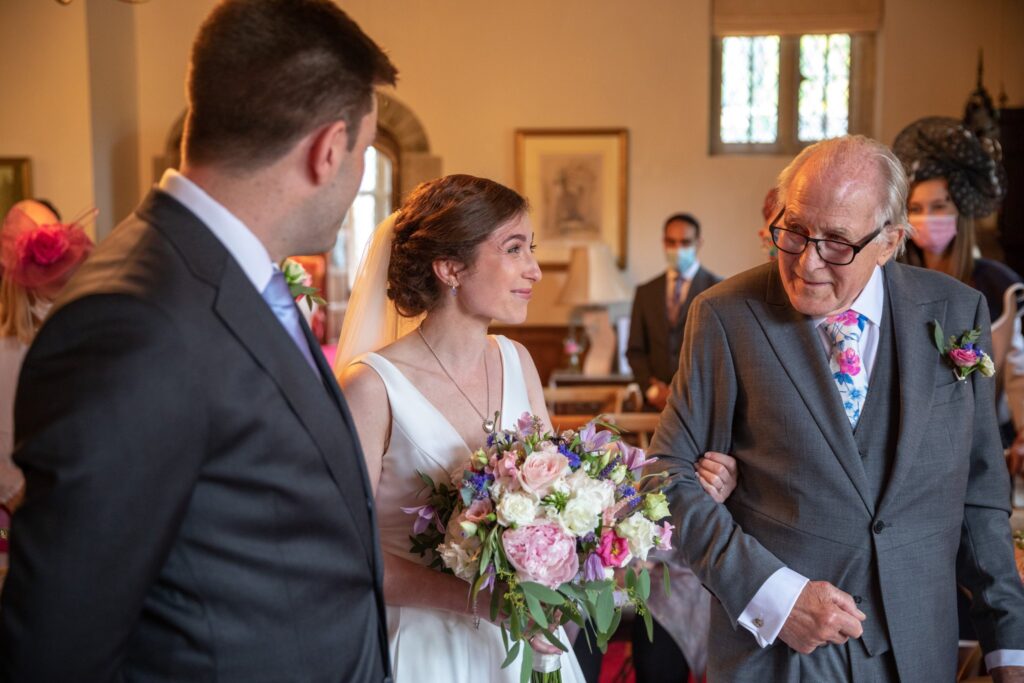 43 father of bride meets groom marriage ceremony cogmans lane surrey oxfordshire wedding photographer