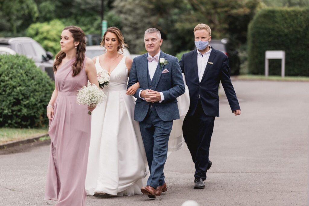 48 bridal party approach marriage ceremony de vere hotel wotton under edge oxford wedding photography