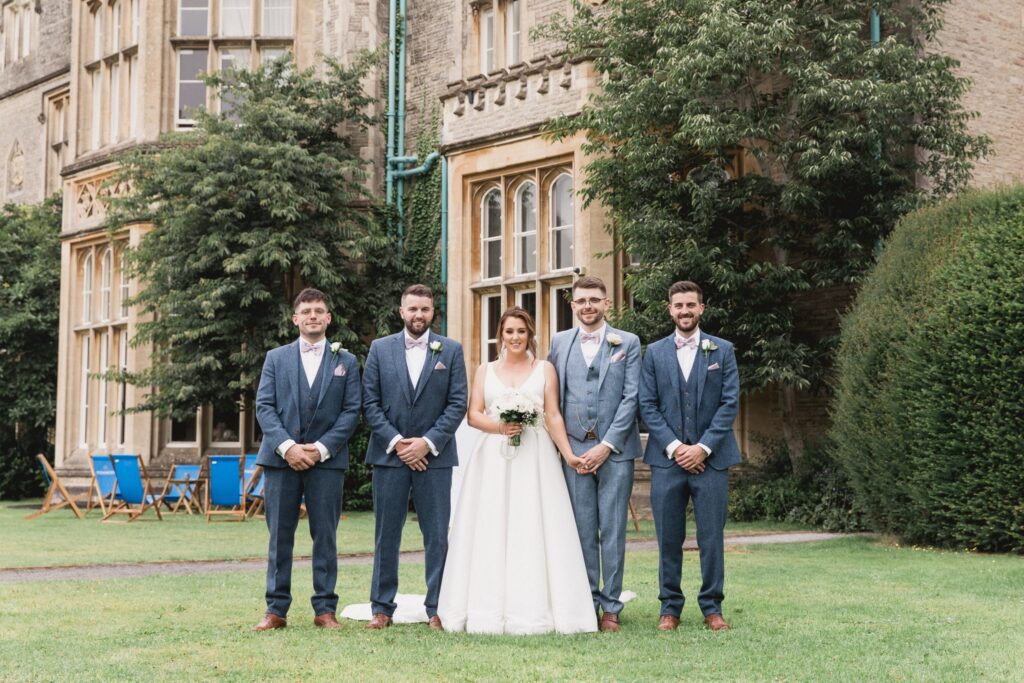 78 bride groom groomsmen traditional portrait de vere hotel gardens wotton under edge oxfordshire wedding photographer