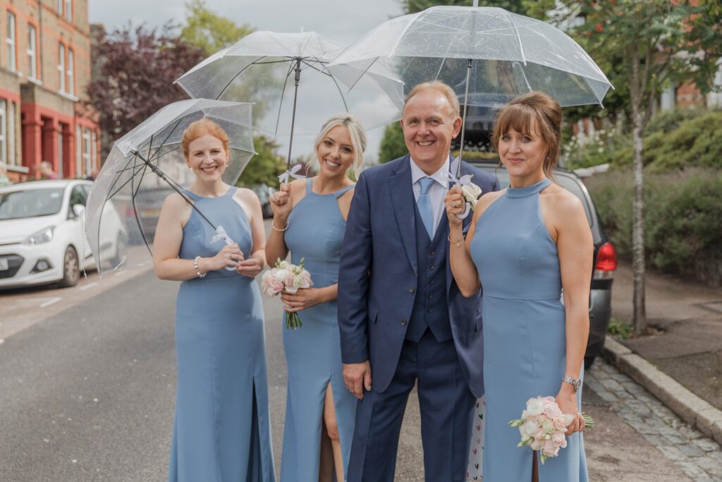 66 bridesmaids white umbrellas st peter in chains church north london oxford wedding photographer