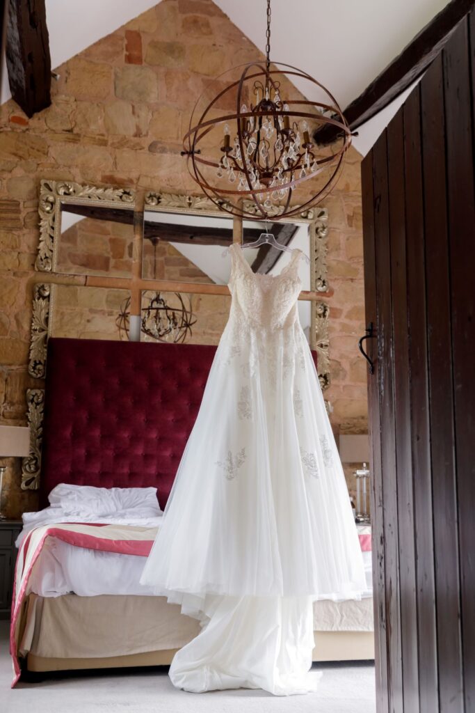 17 hanging brides gown horsley lodge golf club derby derbyshire oxford wedding photographer