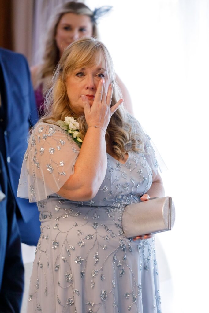 36 tearful mother of bride horsley lodge hotel wedding ceremony derby s r urwin photographers oxfordshire