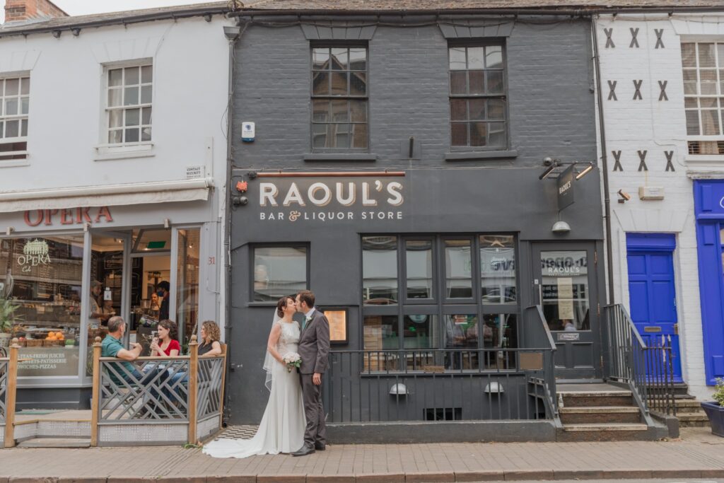 63 bride grooms oxford city centre street kiss oxfordshire wedding photographers