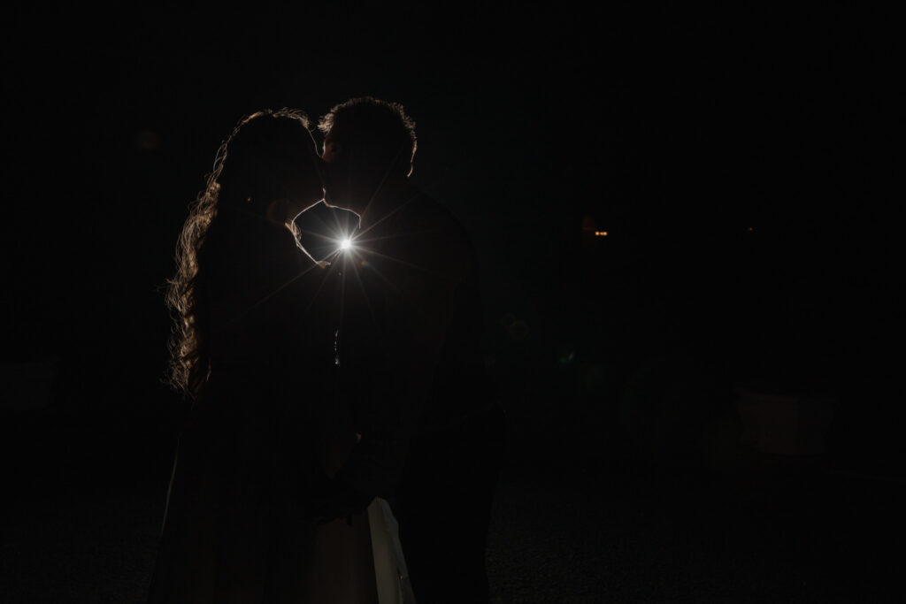146 bride grooms twilight silhouette kiss shrewsbury venue oxfordshire wedding photographers