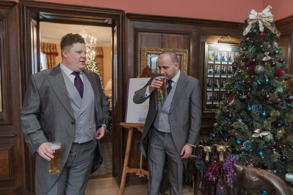 35 groomsmen enjoy drink rowton castle shropshire oxford wedding photography