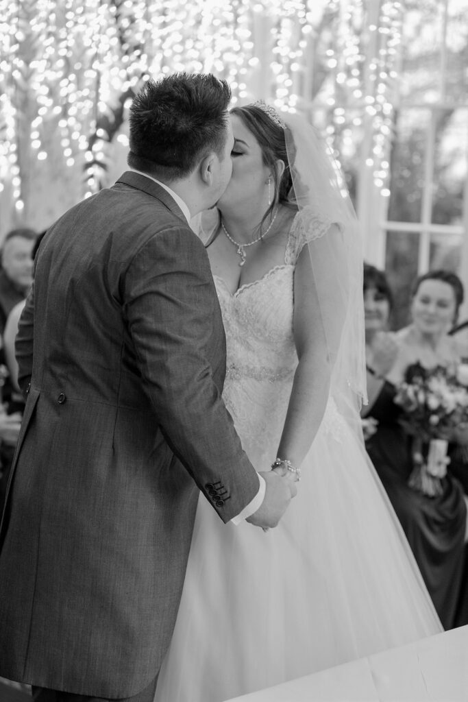 77 groom brides first kiss marriage ceremony shrewsbury oxfordshire wedding photographers