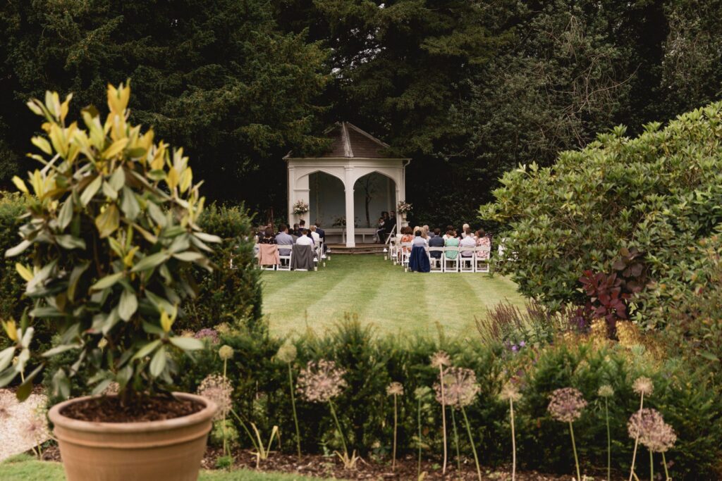 31 guests await brides arrival wasing park wedding venue outdoor ceremony aldermaston s r urwin oxford photographer