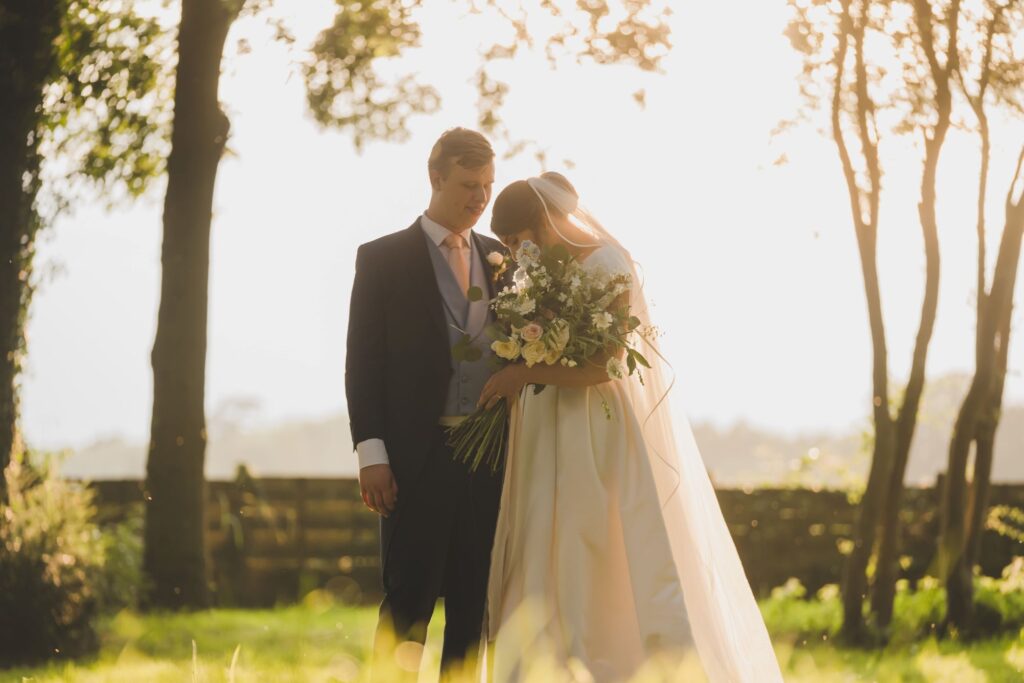 110 bride grooms sunset portrait thorganby north yorkshire venue oxford wedding photography