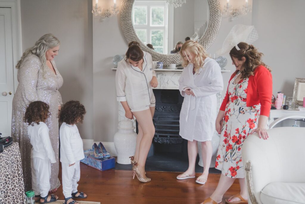 18 bride tries shoes bridal preparation thicket priory york oxford wedding photography