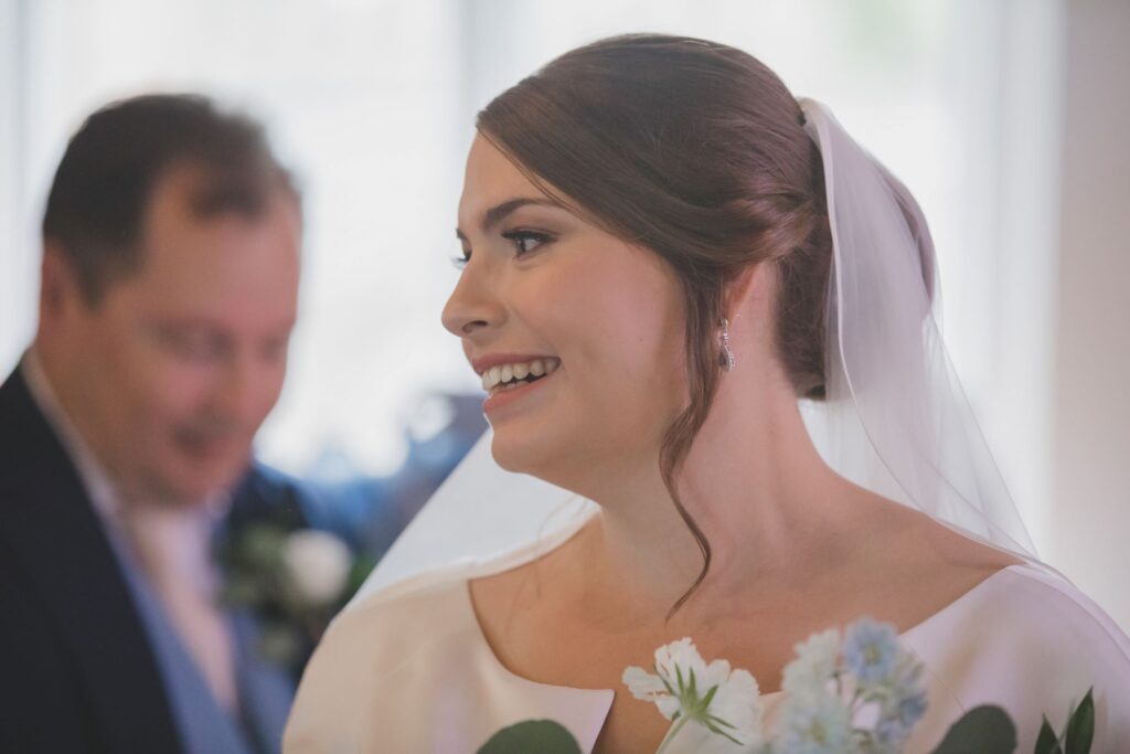 69 smiling bride thorganby venue ceremony north yorkshire oxford wedding photographer