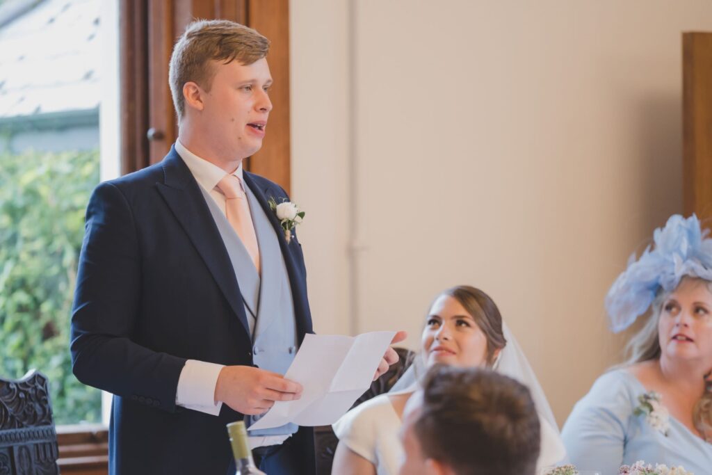 94 groom delivers reception speech thorganby north yorkshire oxfordshire wedding photographers