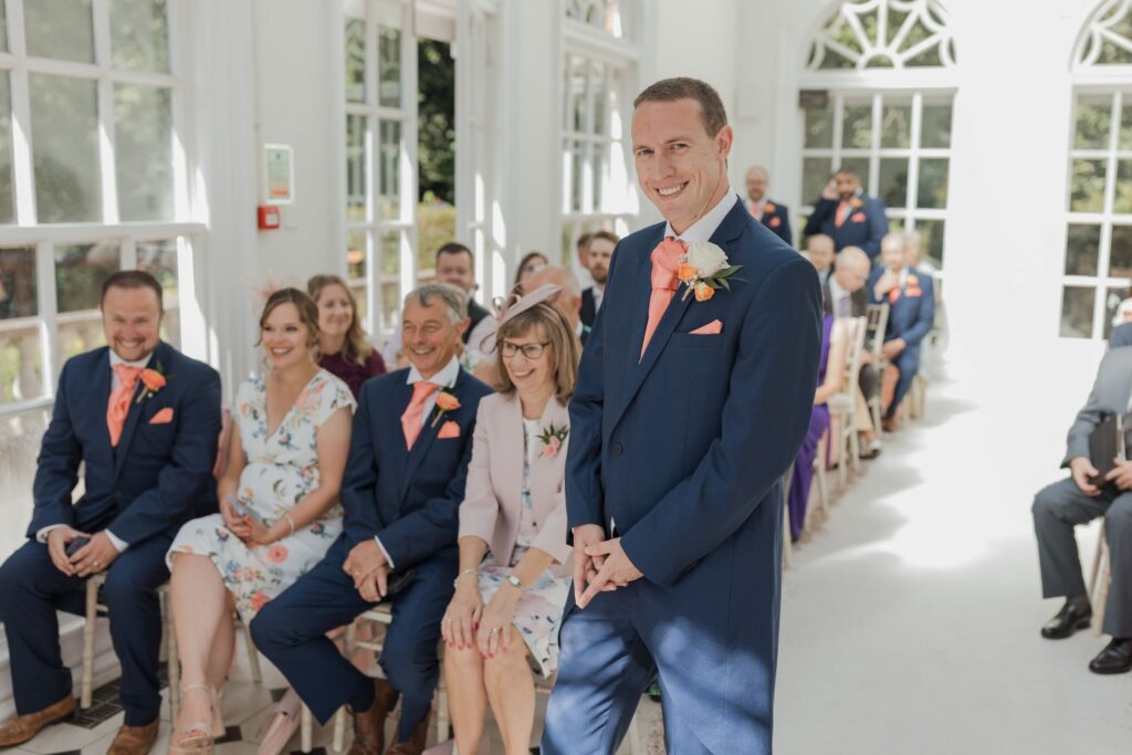 35 groom awaits brides arrival kings langley marriage ceremony watford oxfordshire wedding photographers