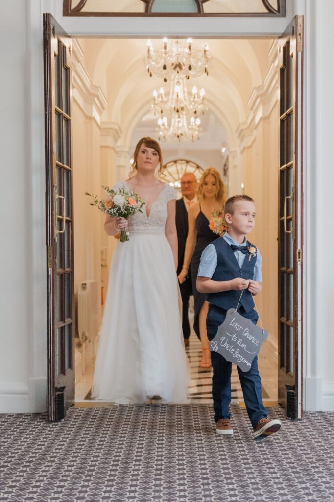 39 bridal party enter marriage ceremony room kings langley watford oxford wedding photography