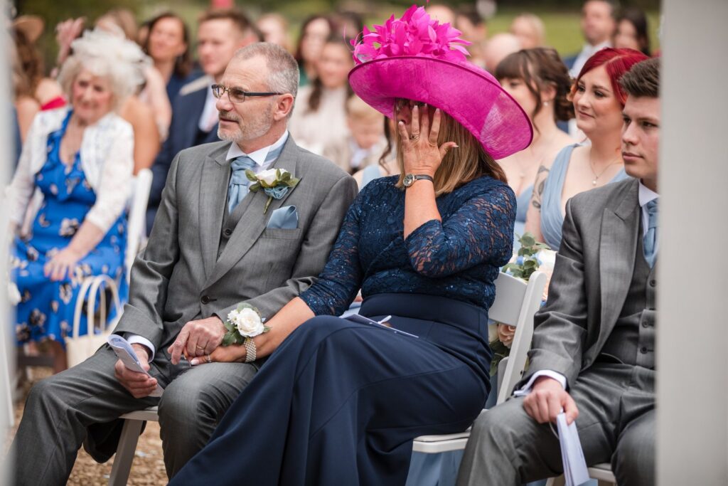 72 tearful mother of bride ihg hotel outdoor ceremony sandford oxford oxfordshire wedding photographer