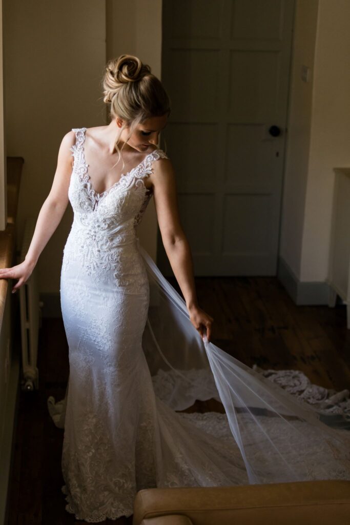 40 bride checks gown bridal prep euridge manor chippenham wiltshire oxfordshire wedding photography