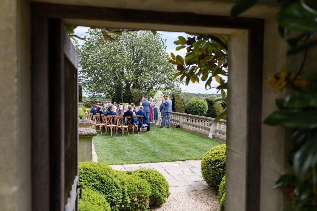52 guests watch euridge manor outdoor ceremony chippenham wiltshire oxfordshire wedding photography
