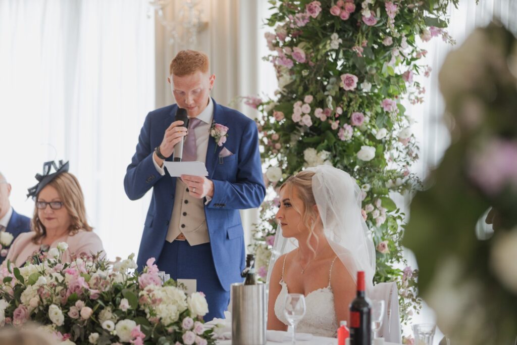 119 groom reads speech cotswolds hotel golf & spa oxfordshire wedding photographer