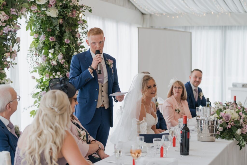 121 bridal party hear grooms speech cotswolds hotel & spa chipping norton oxfordshire wedding photographer