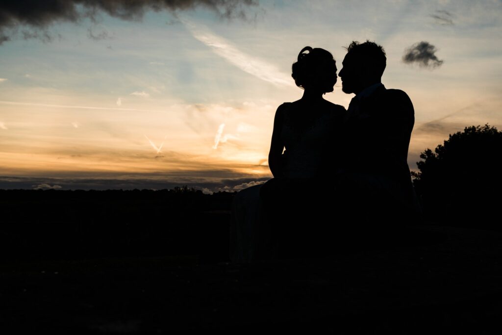134 bride grooms silhouette euridge manor sunset chippenham wiltshire oxfordshire wedding photographer