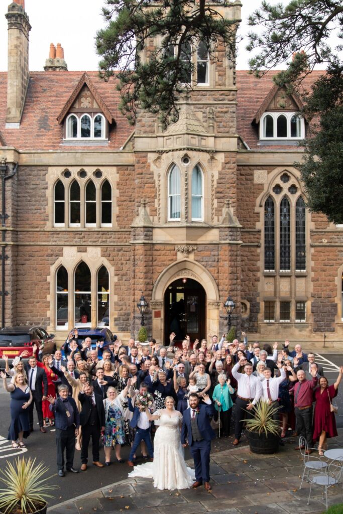 14 bride groom guests wave rushpool hall courtyard saltburn-by-the-sea oxfordshire wedding photographers