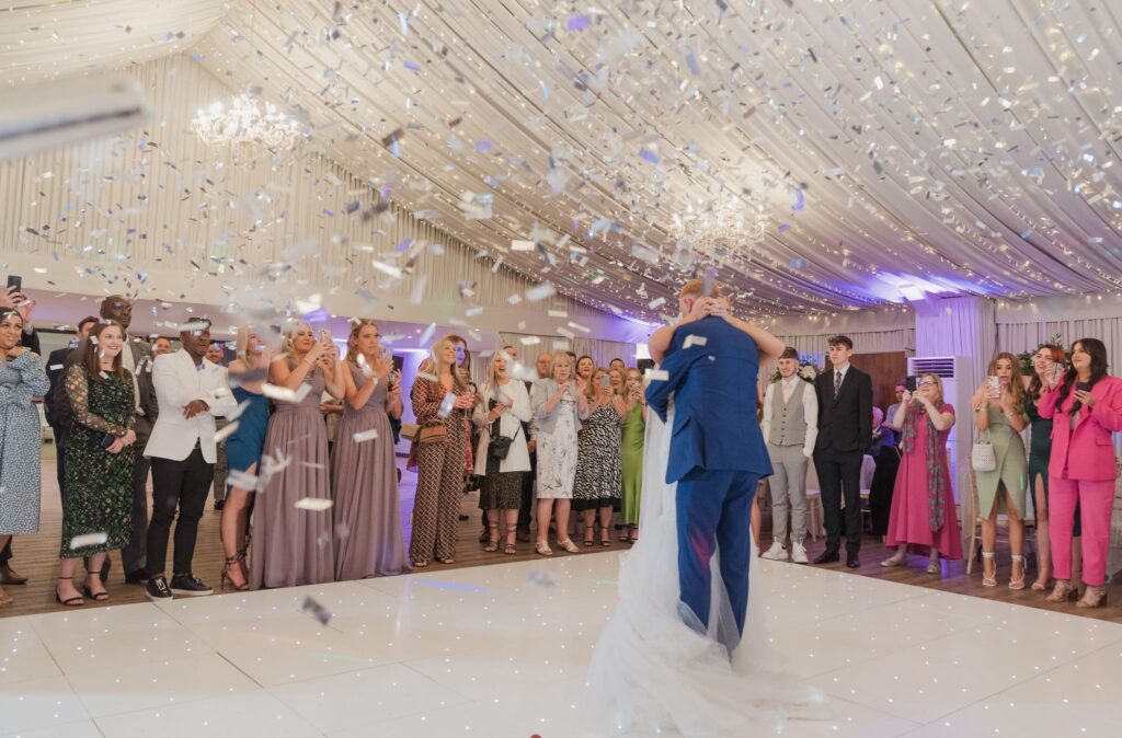146 first dance confetti shower cotswolds hotel marquee chipping norton oxfordshire wedding photographer