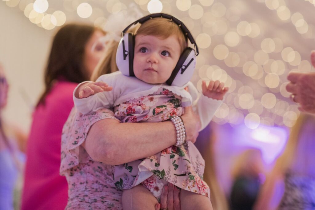 149 baby wears ear defenders cotswold hotel marquee reception chipping norton oxford wedding photographer