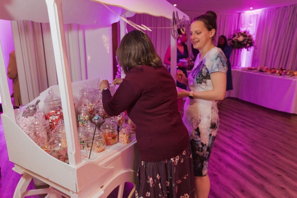 152 guests enjoy sweets trolley cotswolds hotel marquee reception chipping norton oxfordshire wedding photographer