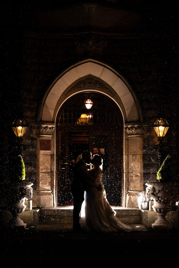 bride grooms twilight kiss rushpool hall saltburn-by-the-sea oxford wedding photography