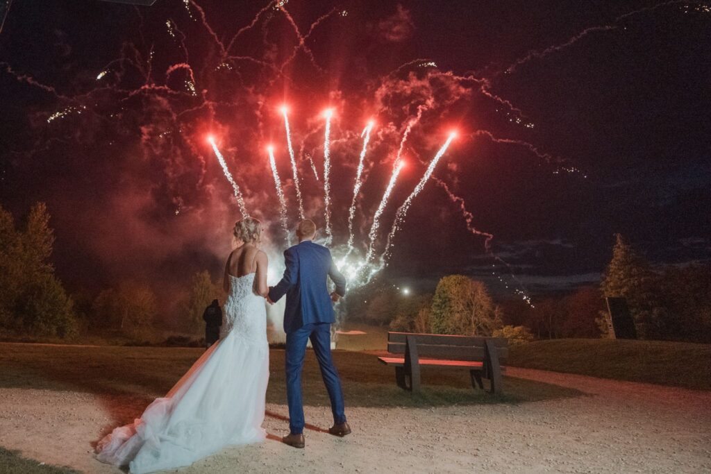 bride groom enjoy fireworks display cotswolds hotel golf & spa chipping norton oxford wedding photographers
